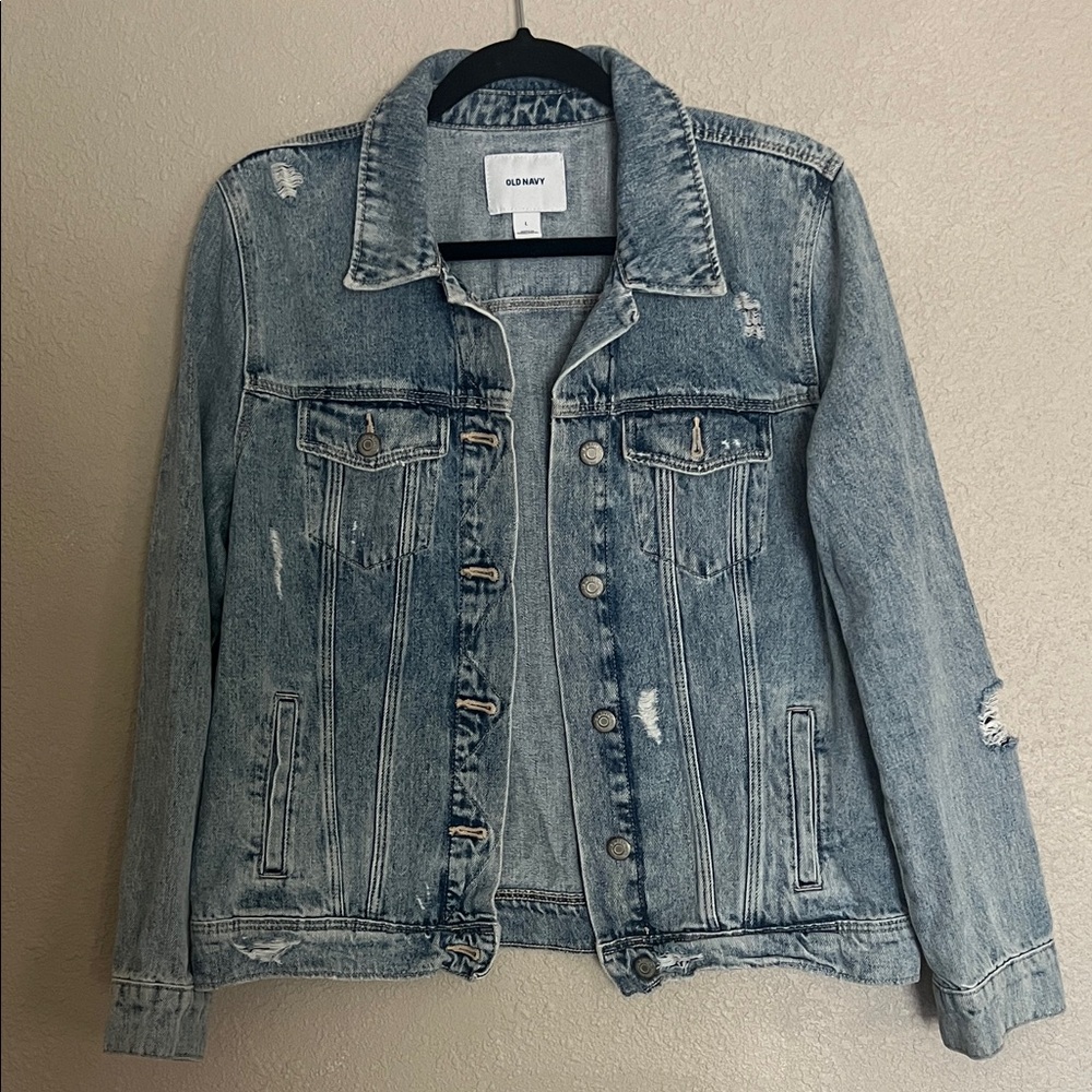 Old Navy Distressed Jean Jacket - Light Wash